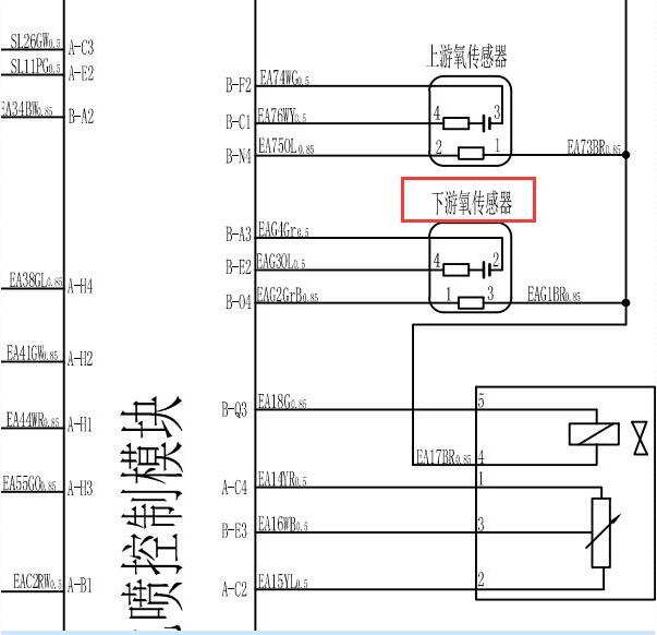 2016年昌河铃木北斗星X5后氧传感器电路图