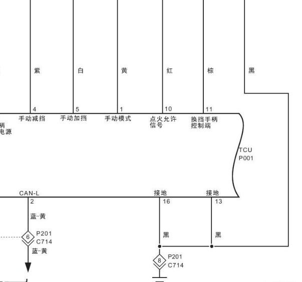 2019年福田拓陆者6AT变速箱电路图