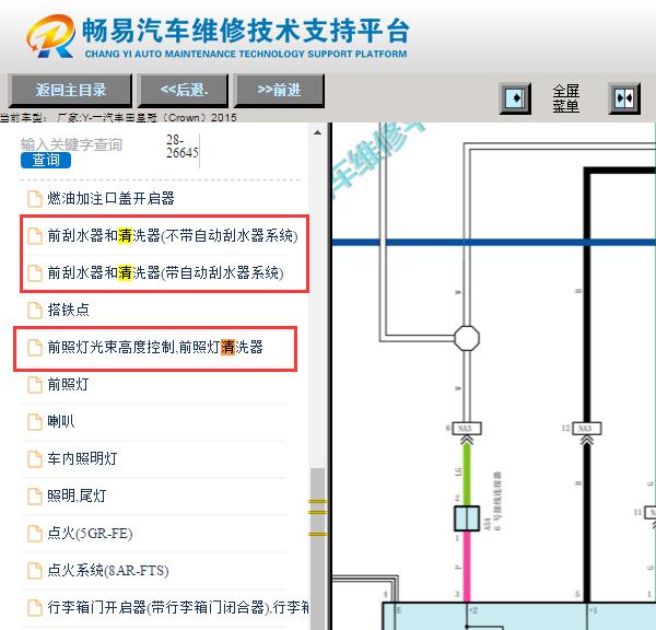 2015年丰田皇冠雨刮喷水和大灯喷水电路图