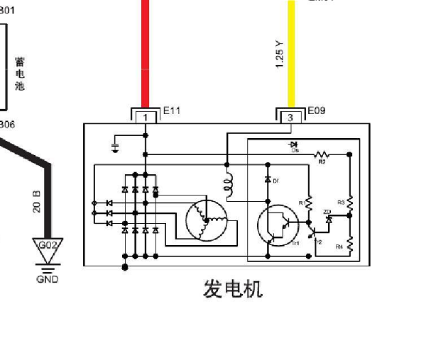 2019年江淮瑞风M4发电机电路图
