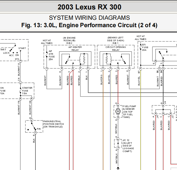 2003年雷克萨斯RX300 发动机电路图