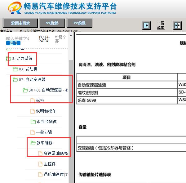 2011-2013年福特福克斯变速箱油加注量和更换步骤