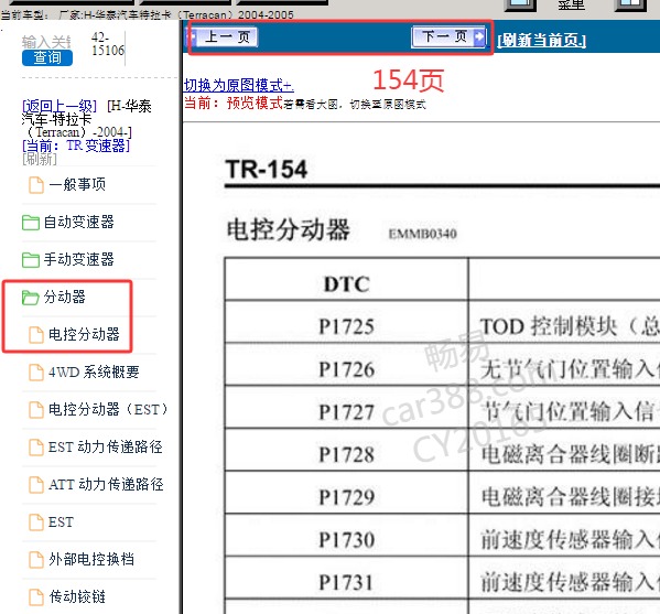 2004年华泰特拉卡分动箱故障码资料