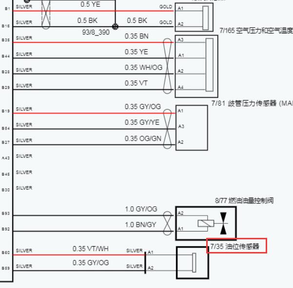 2020年沃尔沃XC60燃油液位电路图