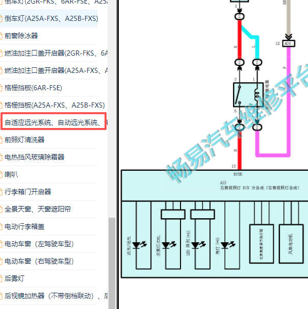 2018年雷克萨斯ES200大灯电路图