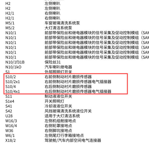 2011年奔驰SLS AMG刹车片警报电路图