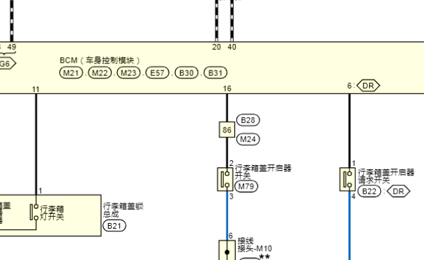 2023年日产天籁后备箱开关电路图