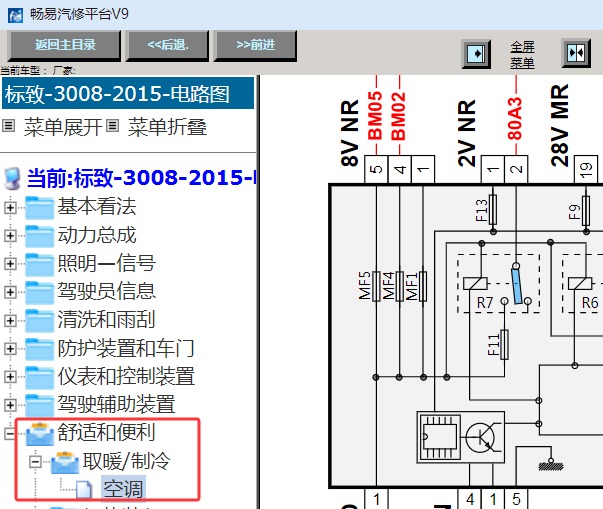 2015年标致3008空调电路图资料