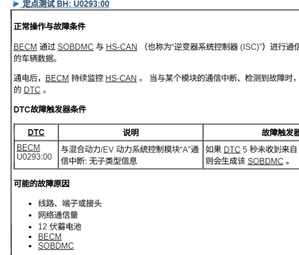 2020年林肯冒险家 U0293故障码