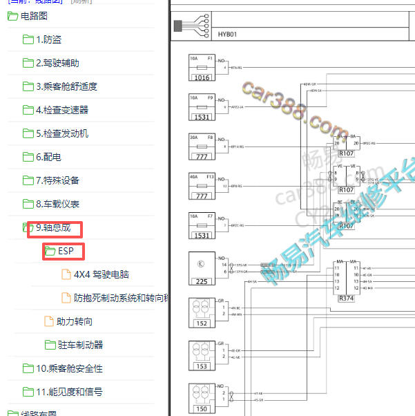 2016-2017年雷诺科雷傲刹车系统电路图