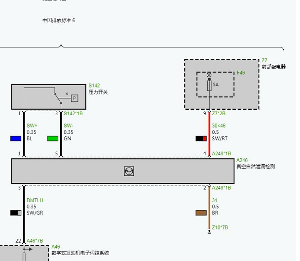 2020年宝马125I 燃油泵泄漏诊断电路图