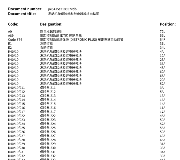 2024年奔驰V300机舱保险线路图