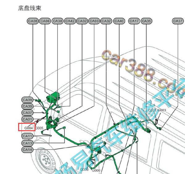2023-2024年华晨鑫源X30LEV G004接地位置