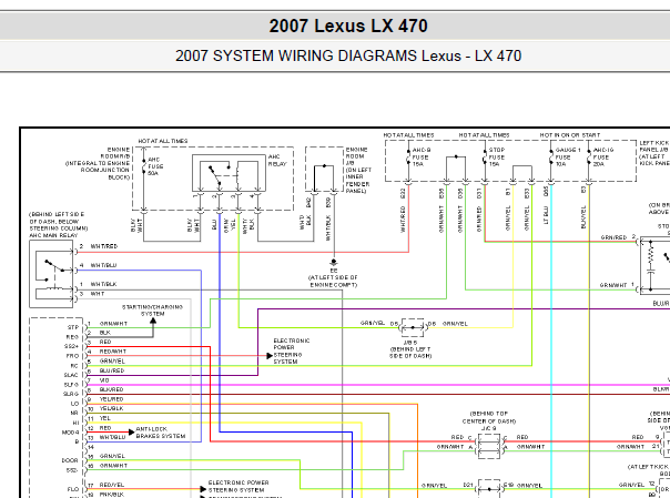2007年雷克萨斯LX470悬挂电路图资料