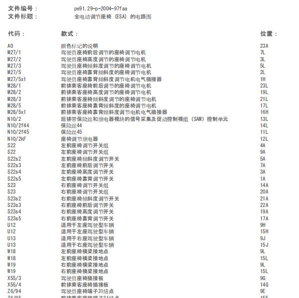 2011年奔驰C180座椅电路图
