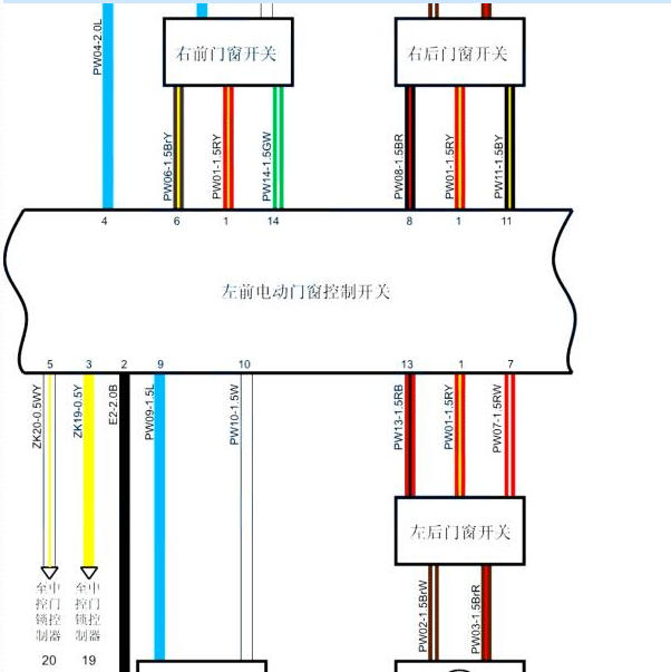 2014年骐铃T5车窗电路图