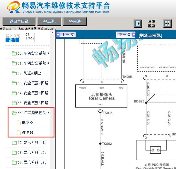 2017年荣威360倒车影像电路图