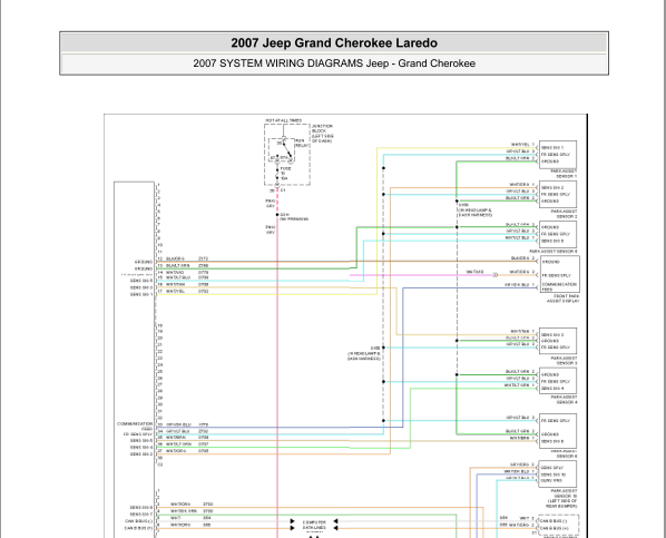2007年吉普大切诺基驻车辅助电路图和位置