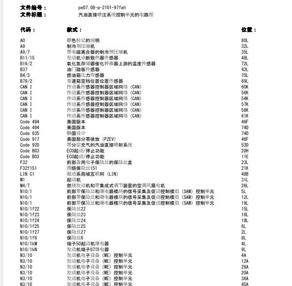 2014年奔驰GLK260发动机电路图