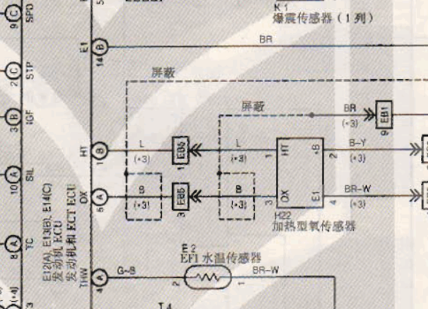 2004年丰田酷路泽发动机氧传感器电路图
