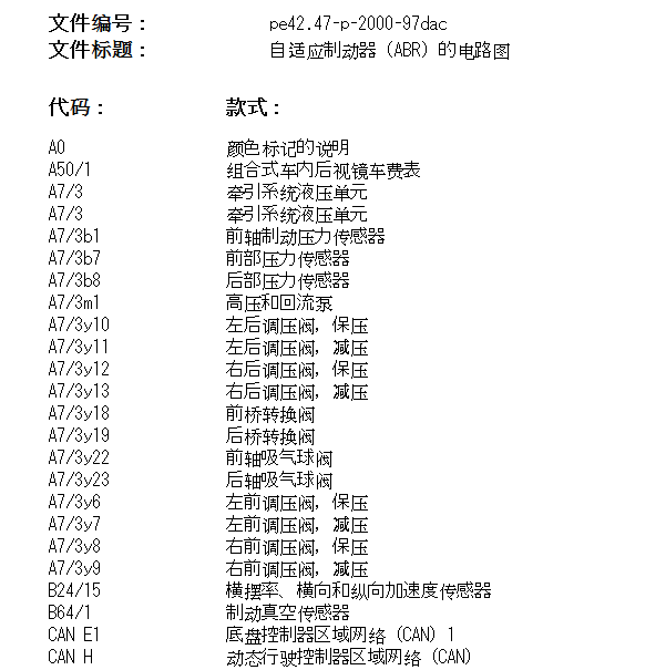 2011年奔驰E260L ABS雷达CAN电路图