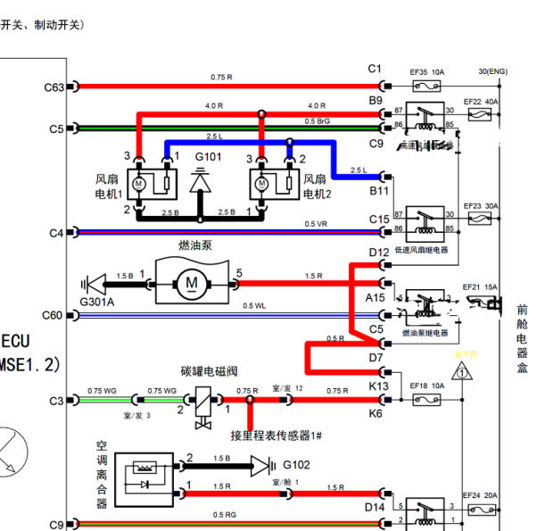 2013年奇瑞E3 SQR477FD发动机油泵系统电路图