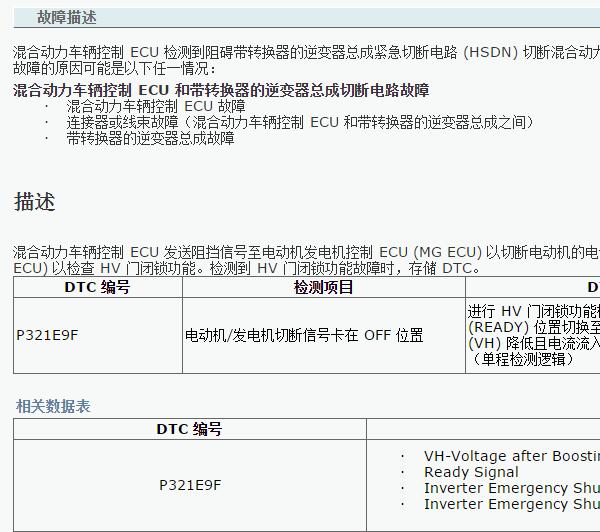 2019年丰田雷凌P321E9F故障码资料