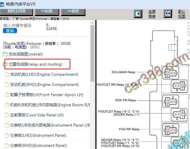 2019年丰田Fortuner保险丝继电器资料