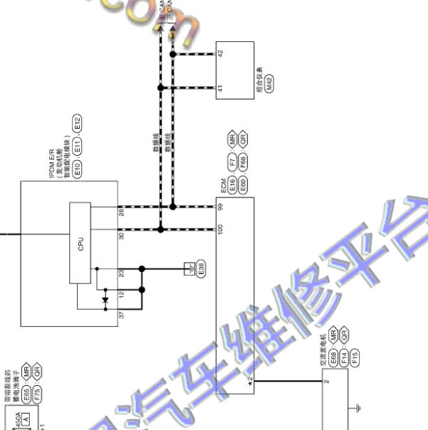 2014年日产奇骏发电机LIN线电路图