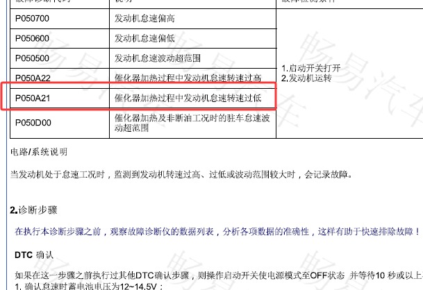 吉利汽车P128368 P131D68 P050A21故障码资料