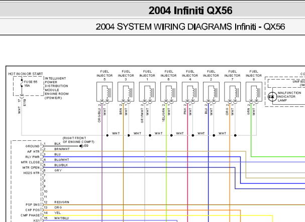 2004年英菲尼迪QX56发动机电路图和针脚资料