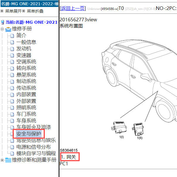 2021-2022年名爵MG ONE网关模块安装位置