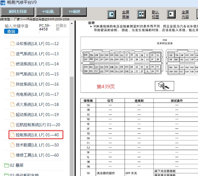 2008-2009年马自达5(M5）发动机针脚资料