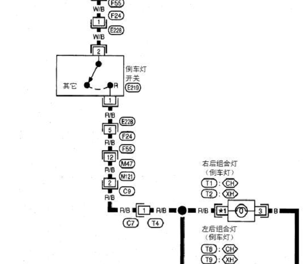 2013年郑州日产D22 倒档开关电路图和位置