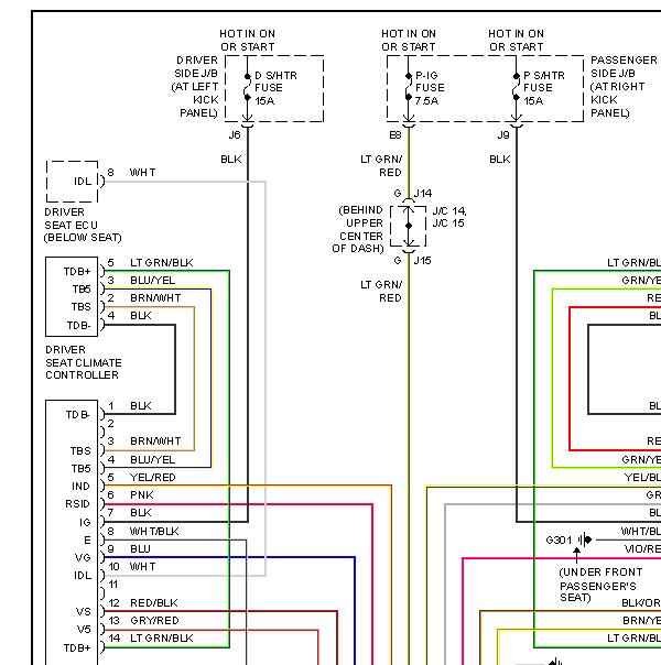 2001年雷克萨斯LS430座椅电路图