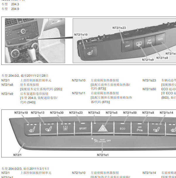 2010年奔驰C180K N72/1模块安装位置