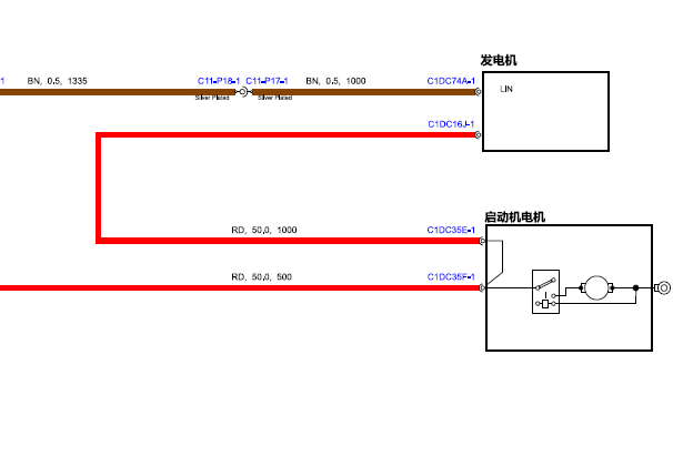 2018年路虎揽胜运动版PHEV发电机和低压蓄电池充电电路图
