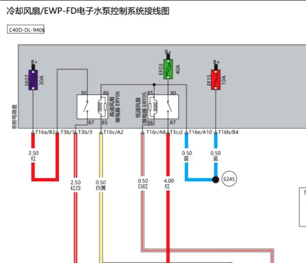 2022年北汽新能源EU5电子水泵和冷却风扇电路图