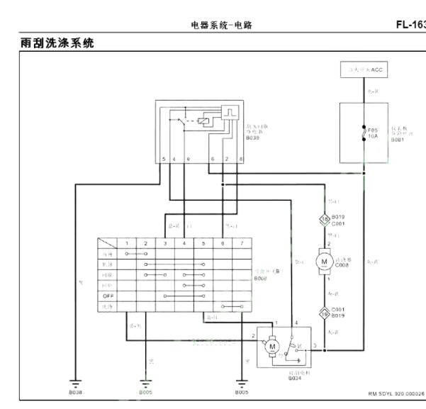 2024年福田祥菱M2雨刮电路图