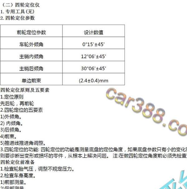 2019年福田图雅诺四轮定位数据