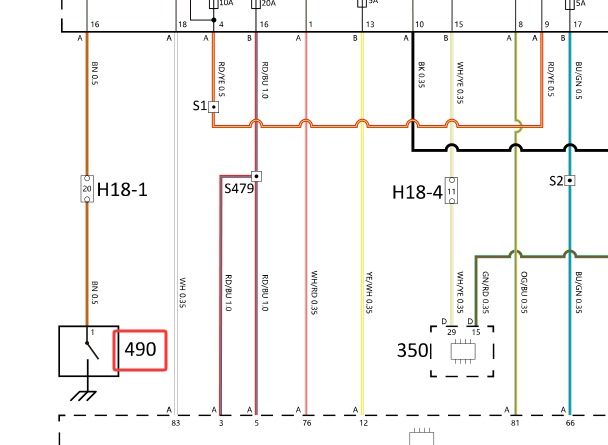 2020年观致7 CE18发动机离合器开关电路图