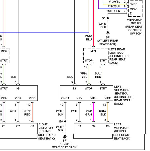 2003年雷克萨斯LS430后排座椅电路图