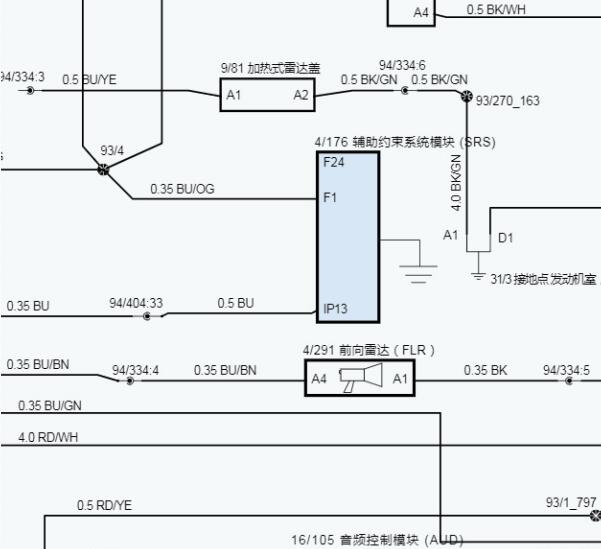 2023年沃尔沃S90 ACC雷达电路图