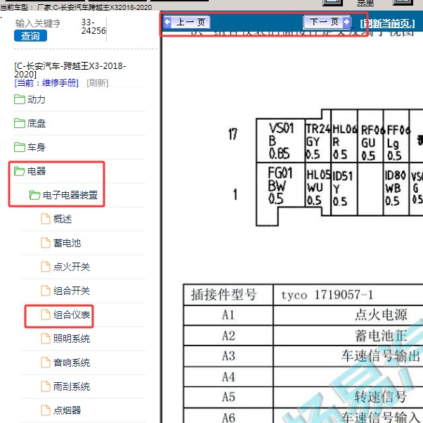 2018-2020年长安汽车-跨越王X3 仪表针脚