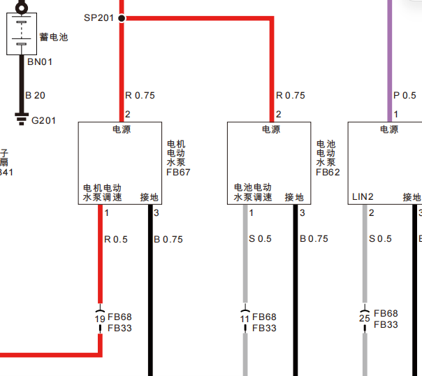 2021年 埃安 AION S Plus 电机水泵和电池水泵电路图