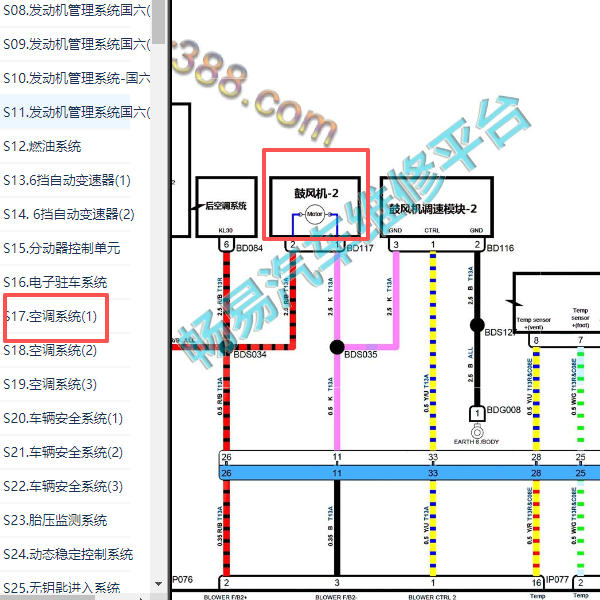 2018-2019年上汽荣威RX8后鼓风机电路图