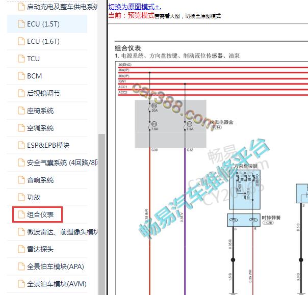 2021-2022年捷途X70 PLUS仪表电路图