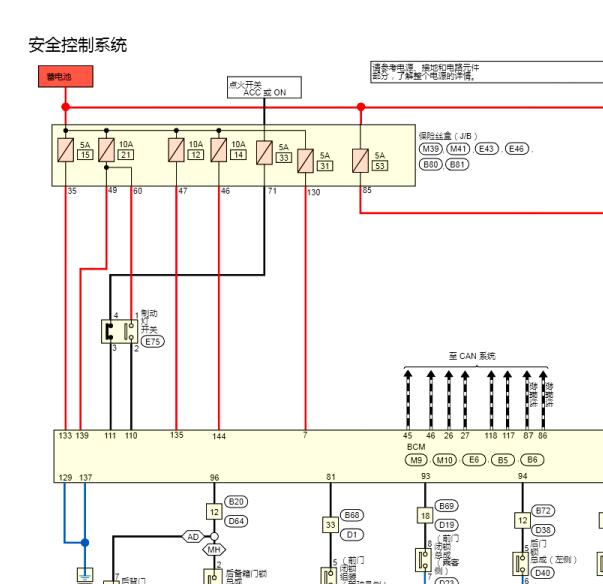 2021年日产奇骏钥匙电源电路图