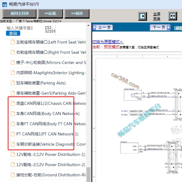 2014年特斯拉Model S 通讯电路图