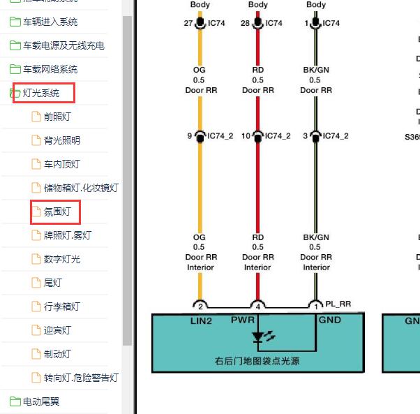 2023-2024年高合HiPhi Z右后门液晶灯电路图